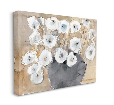 Stupell Industries Abstract White Blossom Bouquet Neutral Grey Brown