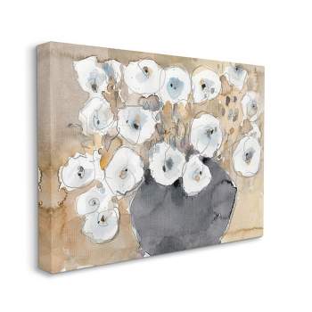 Stupell Industries Abstract White Blossom Bouquet Neutral Grey Brown