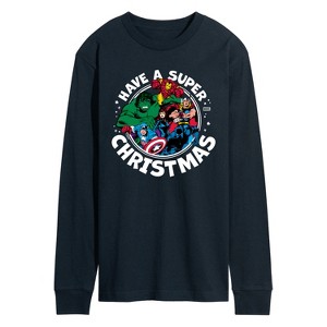 Men's - Marvel - Have A Super Christmas Avengers Long Sleeve Graphic T-Shirt - 1 of 3