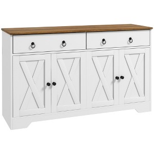 47.75" Buffet Cabinet with Sideboard Design with Wood Grain Top, 2 Drawers, 2 Cabinets, 4 Barn-Style Doors and Adjustable Shelves - 1 of 4