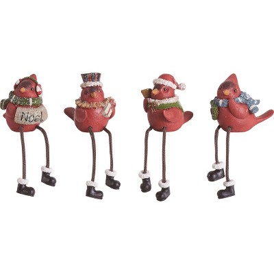 VIP 6 in. Red Long Leg Cardinal Christmas Decorations Shelf Sitter Figurines Set of 4