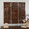 Set of 3 Wooden Floral Handmade Intricately Carved Wall Decors with Mandala Design - Olivia & May - 3 of 4