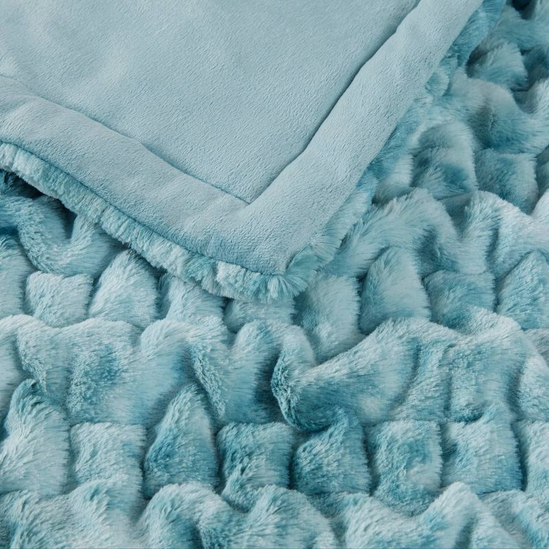 50"x60" Ruched Faux Fur Throw Blanket - Madison Park, 5 of 12