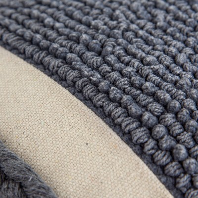 Gray Textured Cotton Lumbar Pillow with Macramé Fringe