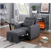 Linen Convertible Sleeper Chair with Pull-Out Bed, Side Pocket and Pillow for Living Room - 2 of 4