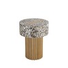 16" Stainless Steel Modern End Table with Mother of Pearl Top and Brass Finish for Living Room - 2 of 4