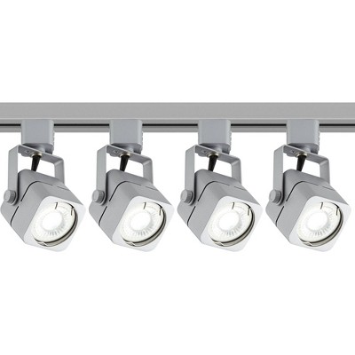 Pro Track 4-Light Nickel Square LED Track Kit with Floating Canopy