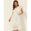 Allegra K Women's Floral Elastic Waist V Neck Ruffled Hem Chiffon Dress - 3 of 4
