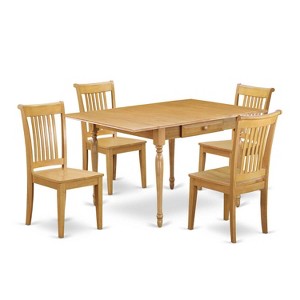 5-Piece Natural Oak Finish Solid Wood Top - Dining Room Set  - Seats 4 - 1 of 4