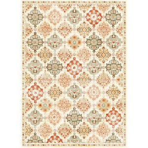 Fulvari Vintage Oriental Distressed Area Rug, Machine Washable, Stain Resistant, Non-Slip, Floral Medallion, Foldable Floor Cover - 1 of 4