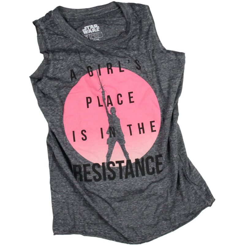 Star Wars A Girl's Place Is In The Resistance Women's Muscle Tank Adult, 4 of 5