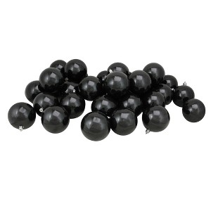 Northlight Shatterproof Shiny Christmas Ball Ornaments 3.25" (80mm) - Black - 32ct - 1 of 3