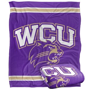 Western Carolina University Primary Logo Stripes Silky 50x60 Blanket, 1 Sided - 1 of 4