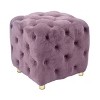 Grungis Velvet Square Ottoman with Tapered Legs,Tufted Upholstered Benches,Ottoman Bench for Living Room,Bedroom - 4 of 4