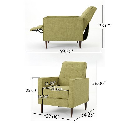 Muted Green Microfiber Mid-Century Modern Recliner Set