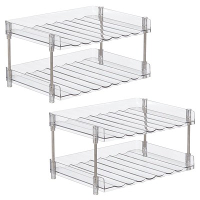 mDesign Free-Stand Stackable 2-Tier Water Bottle Holder, 2 Pack, Clear/Polished