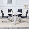Infurnic Dining Sets Dining Table and Chair Set Mirror-polished Stainless Steel Base 4 Chairs Modern Luxury Round , Black, 42"*42"*29.5" - 2 of 4