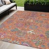 Orange Blue And Pink Floral Washable Indoor Outdoor Area Rug - 2 of 4