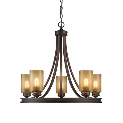 Sovereign Bronze 5-Light Chandelier with Opal Glass Shades
