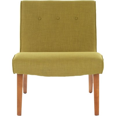 Sweet Pea Green Armless Slipper Chair with Natural Oak Finish