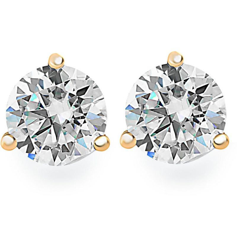 Pompeii3 .25Ct Round Brilliant Cut Natural Quality Diamond Stud Earrings in 14K Gold Martini Setting, 1 of 4