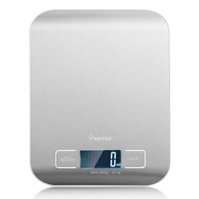 Insten Digital Food Kitchen Scale in Grams & Ounces - 1g/0.1oz Precise Upto 11lb (5000g) Capacity, Silver
