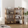 YONWAY 4 Tier Retractable & Rotatable Bookcases, Wooden Corner Book Shelf, Storage Rack for Books, Rustic Brown Bookcase for Living Room,Home,Office - 2 of 4