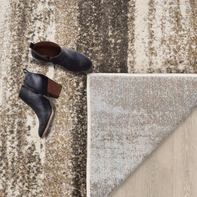 Beige Abstract Impressions 6'x9' Easy-Care Synthetic Area Rug