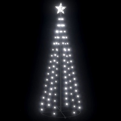 vidaXL Christmas Cone Tree with Cold White LED Lights - Water-Resistant Indoor/Outdoor Holiday Decoration - Standalone Tree with Star Light Top