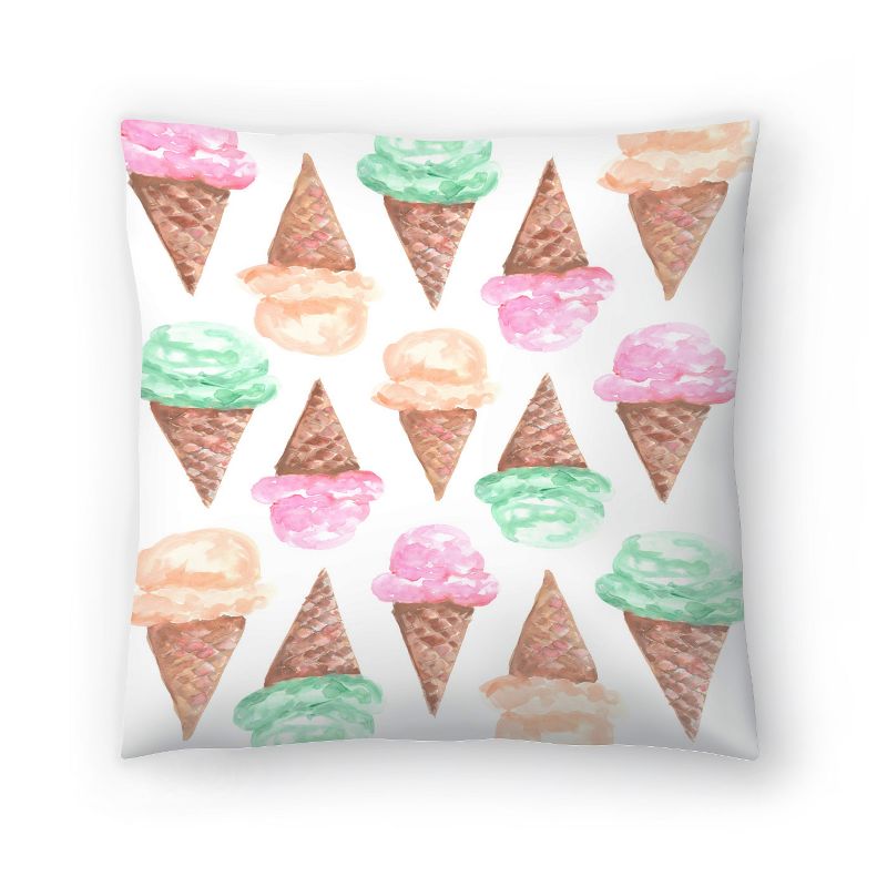 Americanflat Neutral Watercolor Ice Cream Cone Pattern By Jetty Home Throw Pillow, 1 of 6