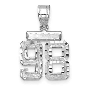 Black Bow Jewelry 14k White Gold, Varsity Collection, Small D/C Pendant, Number 98 - 1 of 3