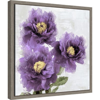 Purple Bloom Botanical Canvas Print with Gray Frame, 16 x 16 inches
