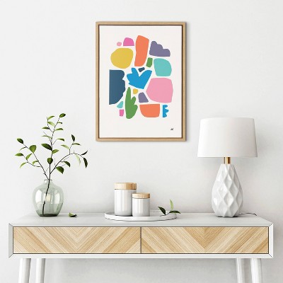 Summer Love Songs Abstract Canvas Art in Natural Frame