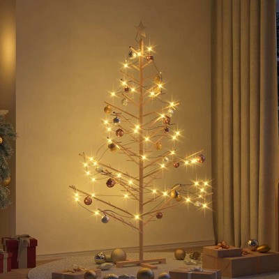 Wooden Christmas Tree with Stand Natural 70.9" Solid pine wood