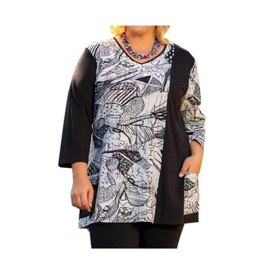 Women's 3/4 Sleeve V-Neck Helen Tunic - Plus - On The Plus Side