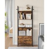 5 - Tier Industrial Bookshelf with Drawer-Steel Frame, 9.4" x 23.6" x 65",Rustic Brown and Black Finish - 2 of 4