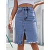 Women's Denim Midi Skirt with High Slit - A-Line Stretch Jean Skirt - 2 of 4