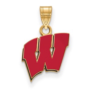 Black Bow Jewelry 14k Yellow Gold Plated Sterling Silver Wisconsin Badgers NCAA Small Pendant - 1 of 3