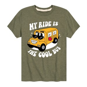 Boys' - Instant Message - Back To School My Ride Is The Cool Bus Short Sleeve Graphic T-Shirt - 1 of 4