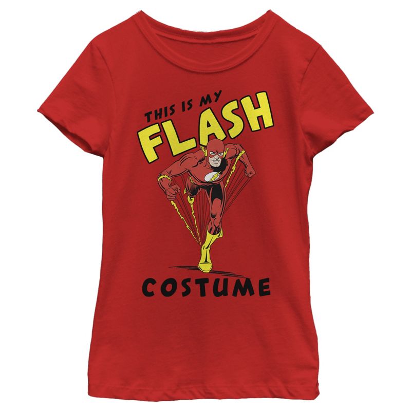 Girl's The Flash This Is My Flash Costume Text Poster T-Shirt, 1 of 5