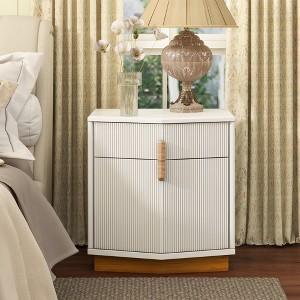 Christopher Knight Home Orrun Modern Bulging Designed Storage Nightstand with 2 Drawers - 1 of 4