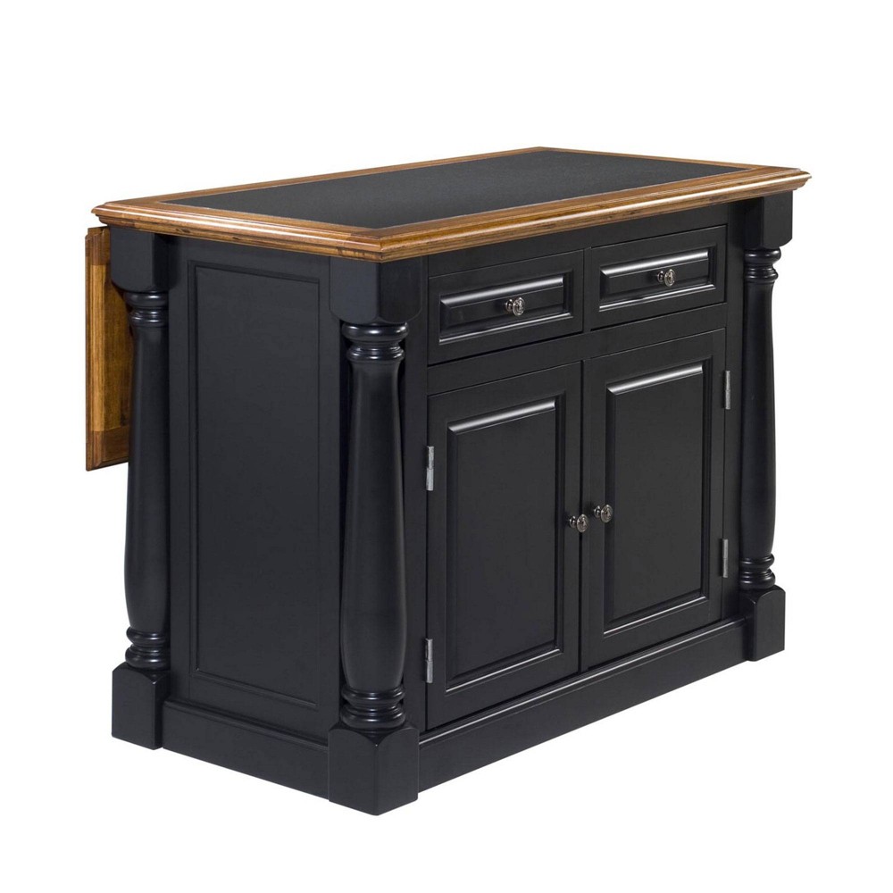Monarch Kitchen Island Granite Top Black/Oak - Home Styles: Hardwood, Storage, Drop Leaf
