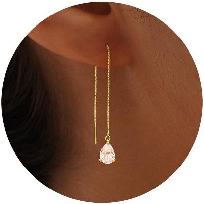 Gold Earrings for Women Trendy, Simple Dainty 14K Gold Plated Paperclip Square Chain Link Dangle Pin Stud Huggie Earrings Lightweight