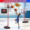 Skirfy 2-in-1 Basketball Hoop，5-5.9ft Adjustable，Portable Basketball Goals with Electronic Scoreboard & 4 Balls, Red - 3 of 4