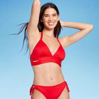 Women's Double Tunnel Triangle Halter Bikini Top - Shade & Shore™ Red D/dd  Cup : Target