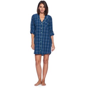 Ashford & Brooks Women's Woven Long Sleep Shirt Nightshirt - 1 of 4