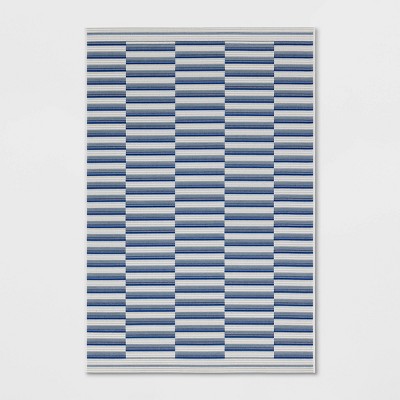 3'11"x5'5" Color Blocked Striped Rectangular Indoor Outdoor Area Rug Blue - Room Essentials™