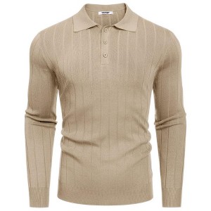 COOFANDY Mens Knit Polo Sweater Long Sleeve Polos Lightweight Casual Dress Pullover Sweaters - 1 of 4