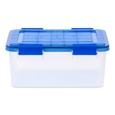 Iris 30 Qt. Weatherpro Clear Plastic Storage Box, Lid Blue