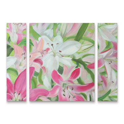 Trademark Fine Art Sandra Lafrate Pink and White Lilies II 3 Piece Panel Set Art